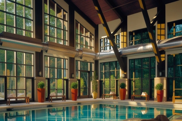 The Lodge at Woodloch in the Pocono Mountains, Pennsylvania, with a serene lakeside setting.