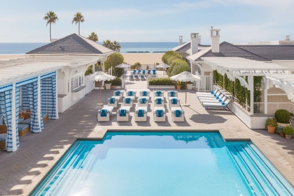 Shutters on the Beach in Santa Monica, California, with oceanfront views and classic architecture.