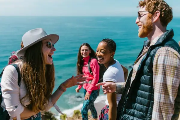 Beach camping with young adults