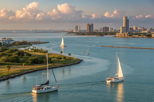 Corpus Christi Bay and skyline in Texas Coastal Cities