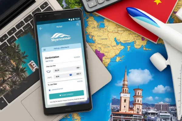 smartphone showing flight comparison tool with flexible travel dates.