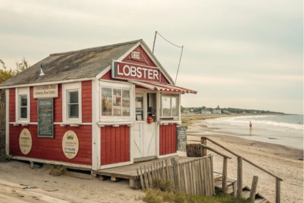 Retro Red-and-White Clam Shack in Kennebunk