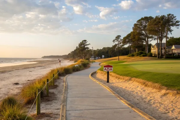 Accessible boardwalk and soft sandy beach at Hilton Head Island